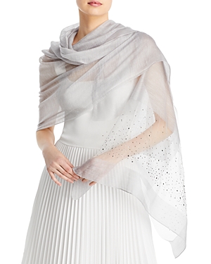 Fraas Solid Sparkle Wool & Cashmere Wrap Scarf In Mid Grey
