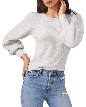 1.state Balloon Sleeve Crewneck Rib Sweater In Medium Heather