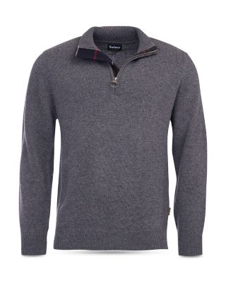 Holden Wool Tartan Trim Regular Fit Quarter Zip Mock Neck Sweater