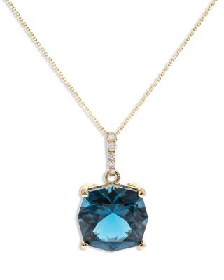 Bloomingdale's Fine Collection - London Blue Topaz & Diamond Pendant Necklace in 14K Yellow Gold, 18"