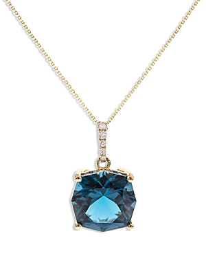 Bloomingdale's London Blue Topaz & Diamond Pendant Necklace in 14K Yellow Gold, 18 - 100% Exclusive