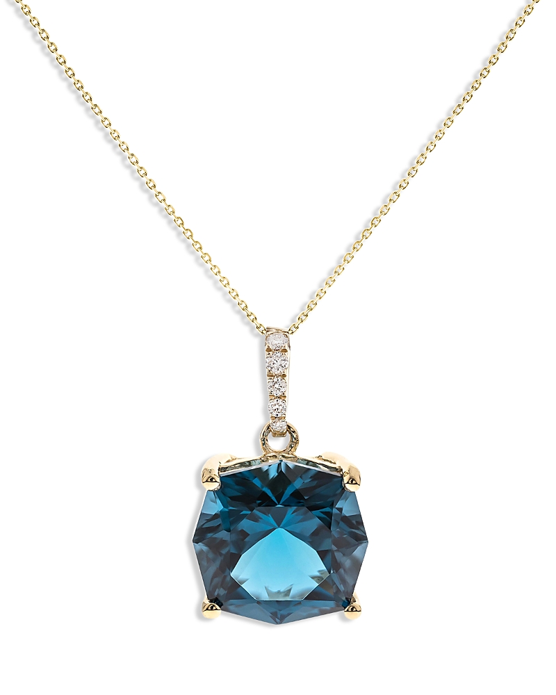 Bloomingdale's Fine Collection London Blue Topaz & Diamond Pendant Necklace in 14K Yellow Gold, 18
