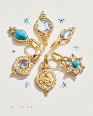 18K Yellow Gold Celestial Blue Moonstone &amp; Diamond Mini Orbit Pendant