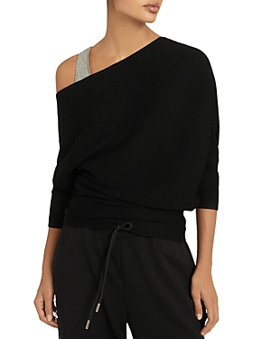 REISS LORNA OFF THE SHOULDER RIBBED TOP