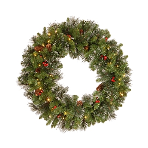 National Tree Company 30 Crestwood Spruce Wreath With Lights In Green