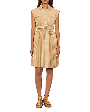Sandro Pleated Belted Dress
