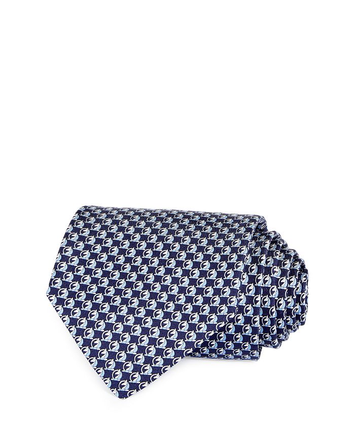 FERRAGAMO NAPOLEON GANCINI HORSE HEAD PRINT SILK CLASSIC TIE,0740155