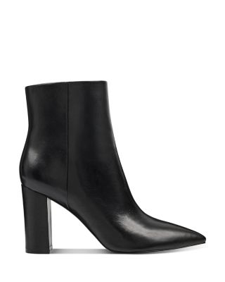 leather black booties heel