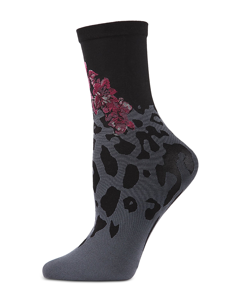Natori Women's Leopard & Floral Crew Socks In Black