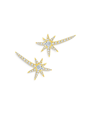 Graziela Gems 18K Yellow Gold Diamond Shooting Starburst Stud Earrings