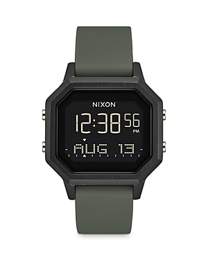 Nixon Siren Ss Watch, 33mm X 36mm In Black/green