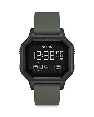 Nixon Siren Ss Watch, 33mm X 36mm In Black/green