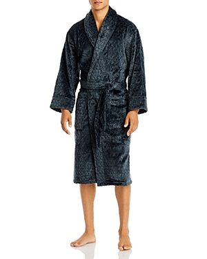 Daniel Buchler Jacquard Plush Robe In Charcoal