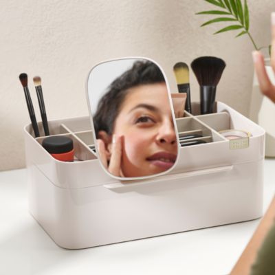 Viva Large Cosmetic Organizer with Removable Mirror, Shell