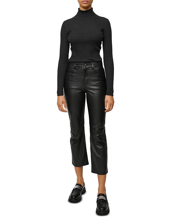 Maje Leather Flared Crop Pants | Bloomingdale's