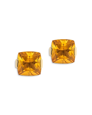 Bloomingdale's Cushion Cut Citrine Stud Earrings In 14k Yellow Gold - 100% Exclusive In Orange/gold