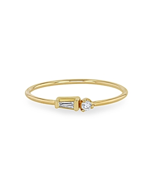 Zoe Chicco 14K Yellow Gold Diamond Baguette & Round Stacking Ring
