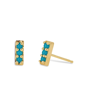 Rachel Reid 14K Yellow Gold Turquoise Bar Stud Earrings