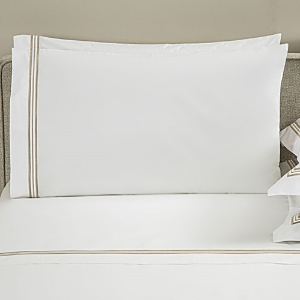 Frette Triplo Poplin Pillowcase, King In White/savage Beige