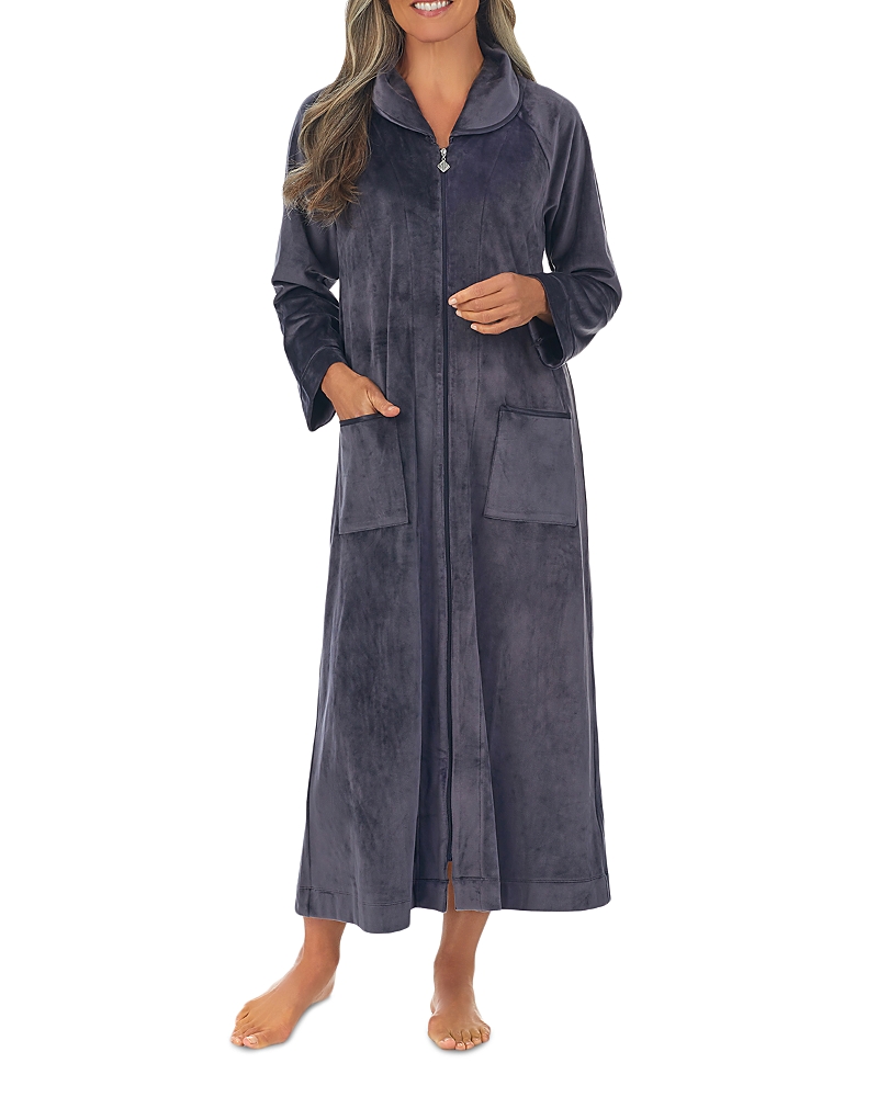 Eileen West Long Zip Robe In Charcoal