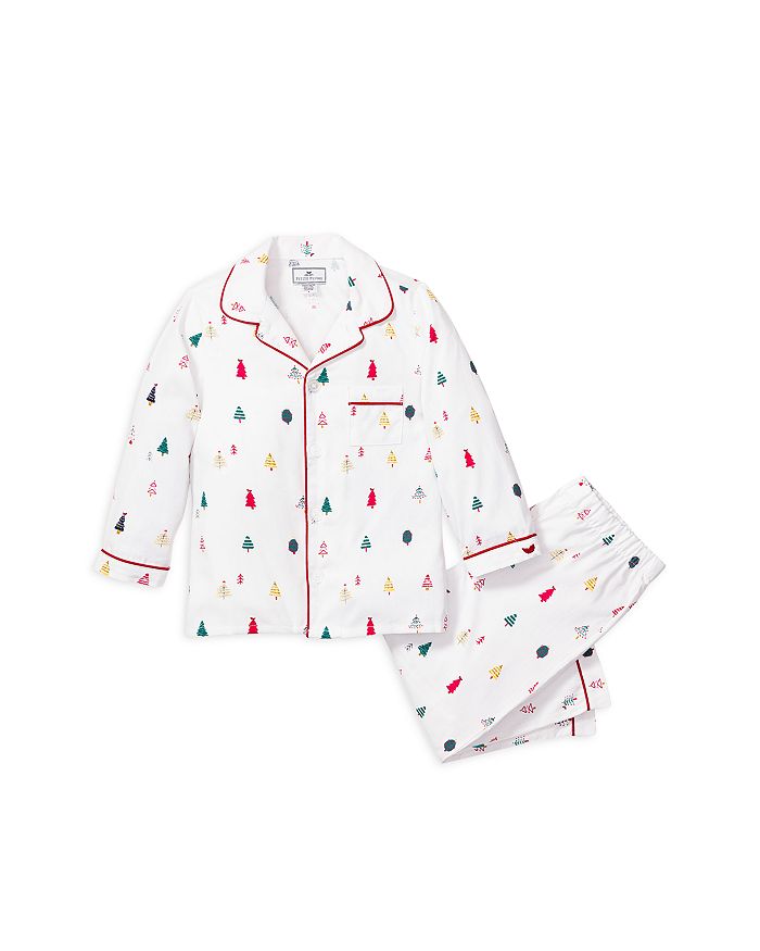 Petite Plume Unisex Holiday Trees Pajama Set - Baby, Little Kid, Big Kid In White