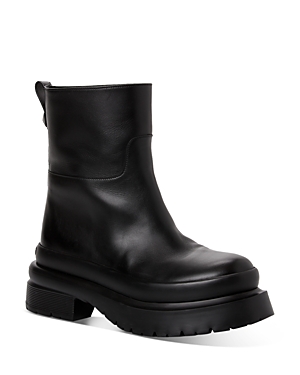Valentino Garavani Roman Stud Leather Boots In Black