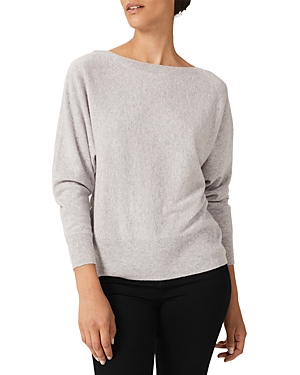 Hobbs London Joanna Cashmere Batwing Sleeve Sweater In Pale Gray Marl