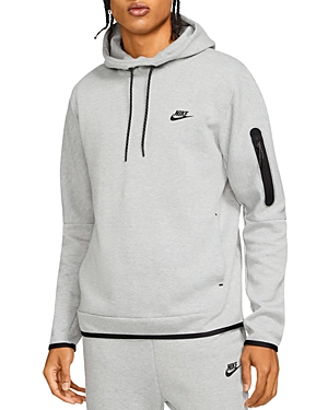 Nike Logo-print Cotton-blend Tech Fleece Hoodie In Dark Gray Heather