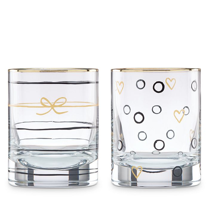 kate spade new york Doodle Away Double Old Fashioned Glasses, Set of 2