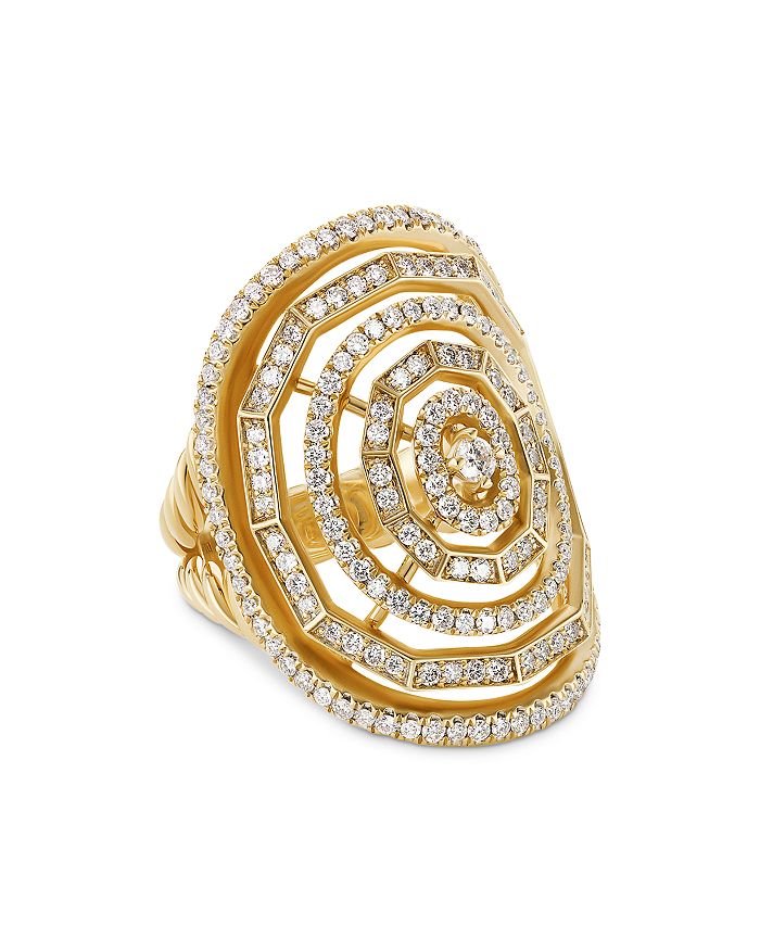 David Yurman - Stax Statement Ring in 18K Yellow Gold with Full Pav&eacute; Diamonds