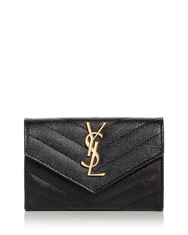Saint Laurent Cassandre Matelasse Small Envelope Wallet in Lambskin · OS