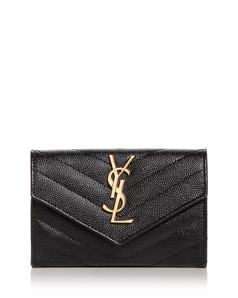 Saint Laurent Cassandre Matelasse Small Envelope Wallet in Lambskin