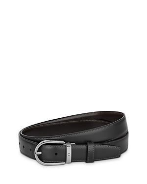 Shop Montblanc Men's Reversible Horseshoe Buckle Belt In Black
