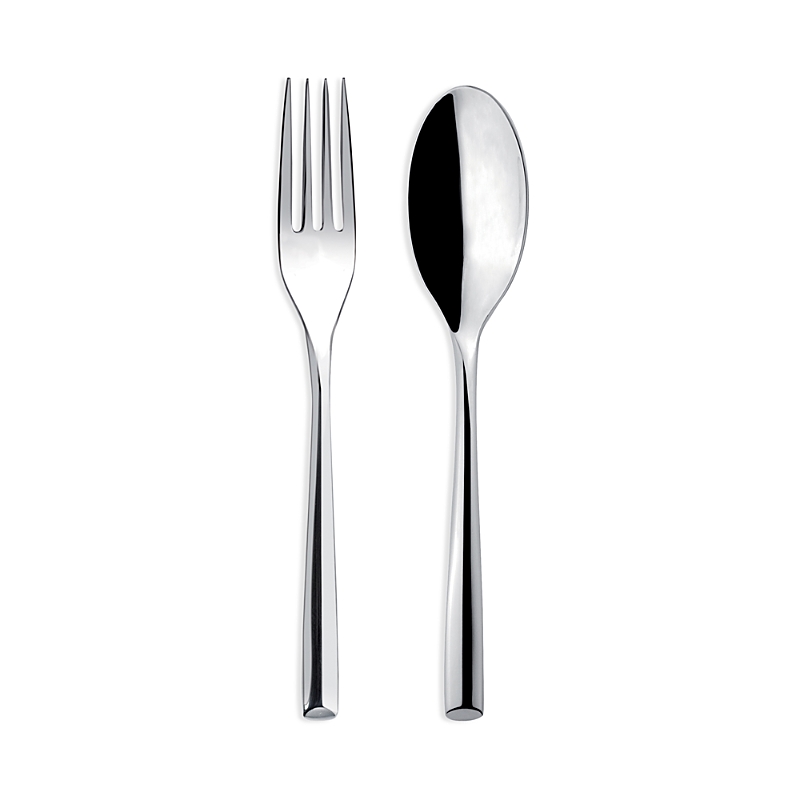 Broggi Zeta Serving Fork & Serving Spoon Set In Silver