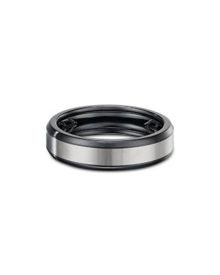David Yurman - Men's Gray & Black Titanium Beveled Band