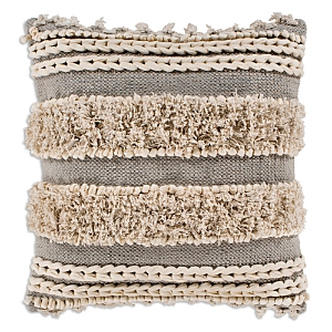 Surya Helena Knotted Stripes Decorative Pillow, 20 X 20 In Taupe/cream