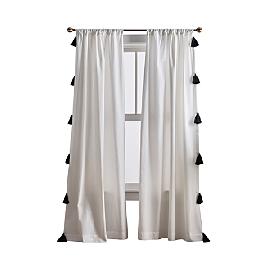 Peri Home Chunky Tassel 84 X 42 Poletop White With Black Tassel Window Panel, Pair In Black