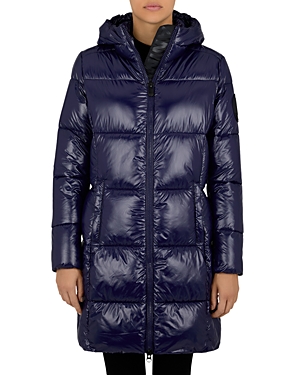 Save The Duck Ines Hooded Puffer Coat In Evening Blue