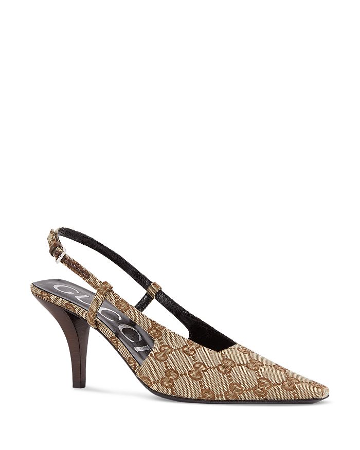 Gucci - Women's GG Pointed Toe Slingback Pumps