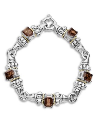 Lagos 18K Yellow Gold & Sterling Silver Glacier Smoky Quartz Link Bracelet