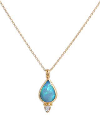 Gurhan - 22-24K Yellow Gold Rune Opal & Diamond Pendant Necklace, 16-18"