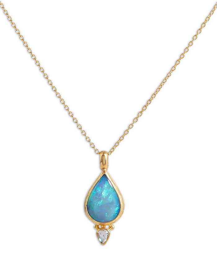 Gurhan - 22-24K Yellow Gold Rune Opal & Diamond Pendant Necklace, 16-18"