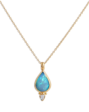 Gurhan 24k/22k Yellow Gold Rune Opal & Diamond Pendant Necklace, 16-18 In Blue/gold