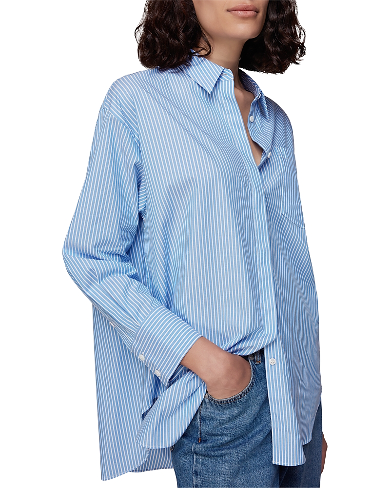 Whistles Striped Oversized Shirt In Blue/multi