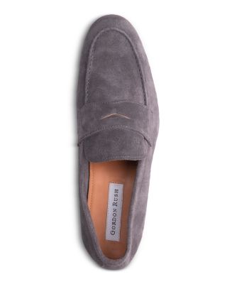 gray penny loafers