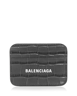 Balenciaga Cash Leather Card Case In Gray
