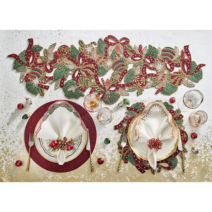 Tidings&Traditions Set Of 4 Holiday Kitchen Towels, Christmas, Black/White/Gold