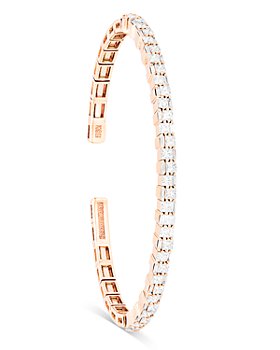 SUZANNE KALAN - 18K Rose Gold Diamond Princess Cut & Baguette Bangle Bracelet