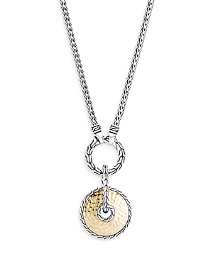 JOHN HARDY 18K YELLOW GOLD & STERLING SILVER CLASSIC CHAIN HAMMERED DISC AMULET PENDANT NECKLACE, 18,NZ900626X18