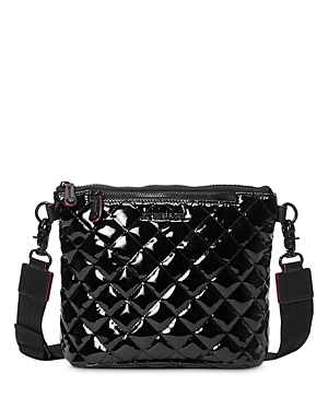Mz Wallace Small Metro Scout Crossbody Bag In Black Lacquer Oxford/matte Black